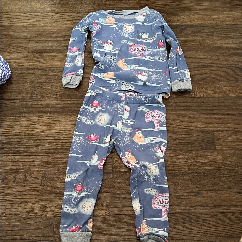 Festive Blue Santa Kids Pajama Set